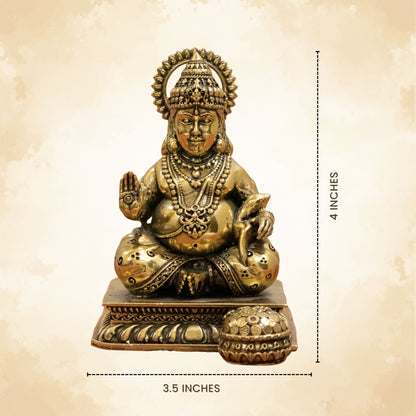Lord Kuber Brass Idol - The God of Wealth & Abundance || Super fine Brass - 3 Inch