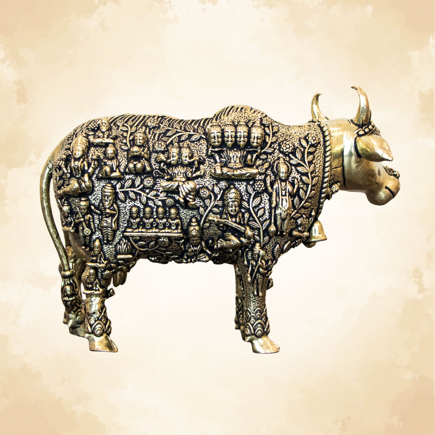 Brass Kamdhenu Cow Statue | Vastu Kamadhenu Idol for Wealth, Prosperity & Positive Energy