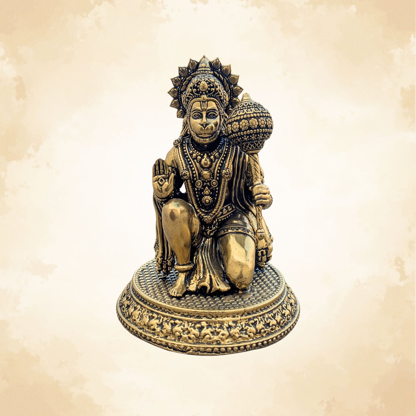 Handcrafted Brass Hanuman Ji Idol with Gada – Vastu Protector Home Decor