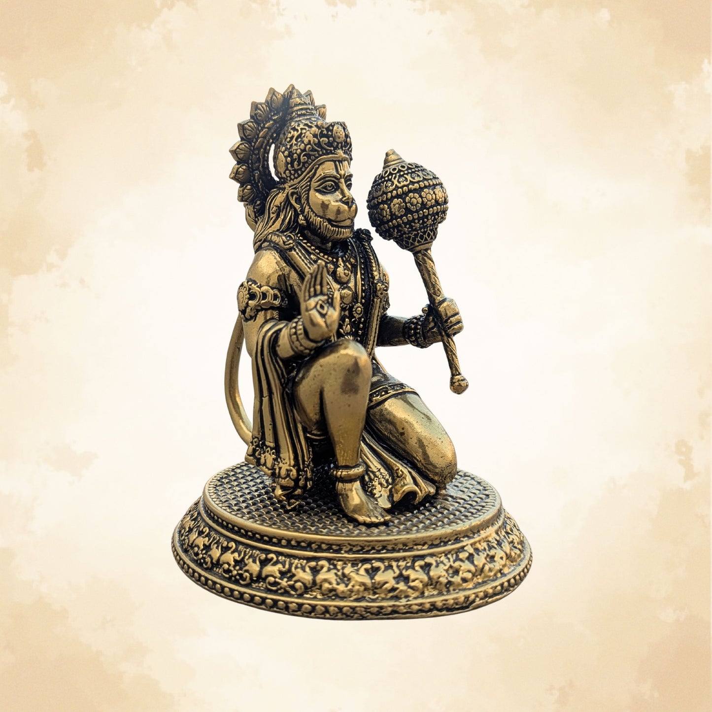 Brass Hanuman Ji with Sotha Idol Handcrafted Vastu Protector & Spiritual Home Decor