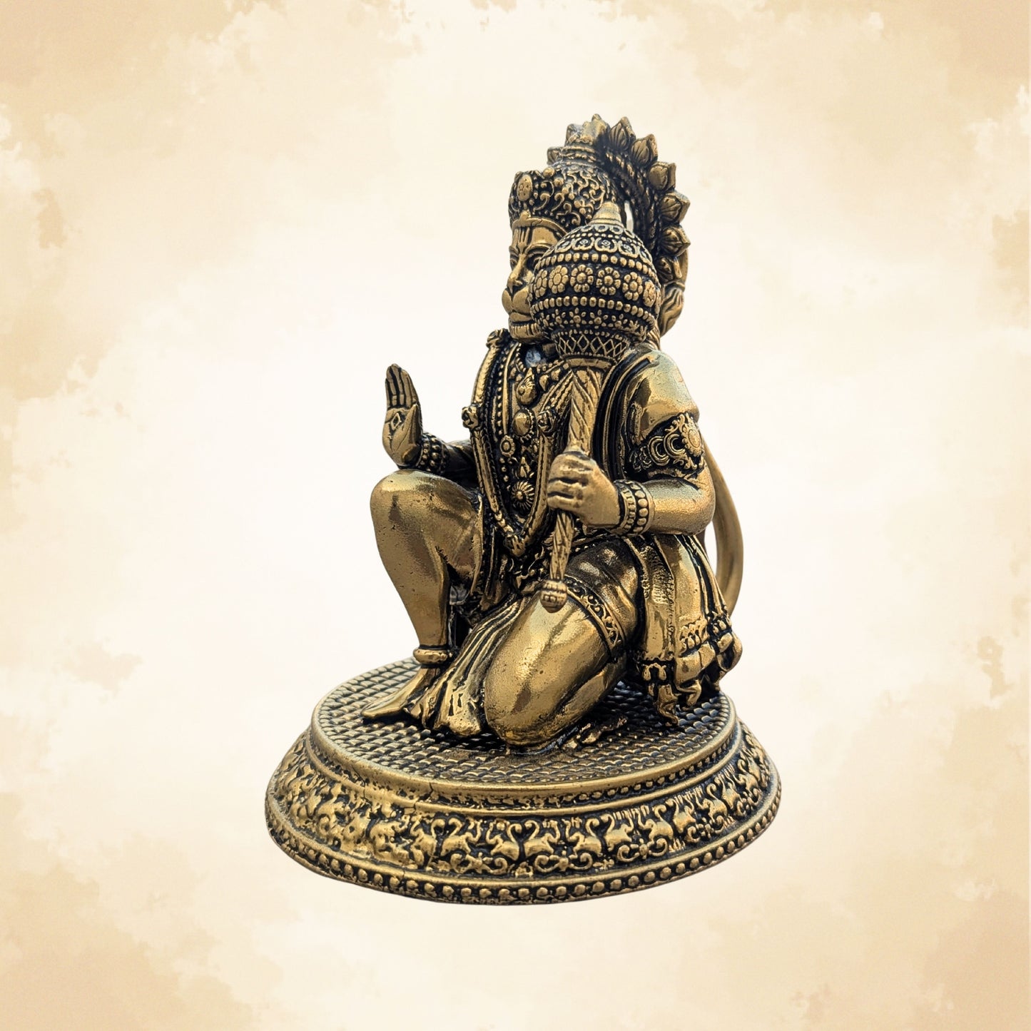 Brass Hanuman Ji with Sotha Idol Handcrafted Vastu Protector & Spiritual Home Decor