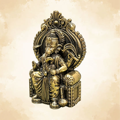 Pure Brass Ganesh Ji on Shihasan | Vastu Lord Ganesha Idol for Prosperity & Success