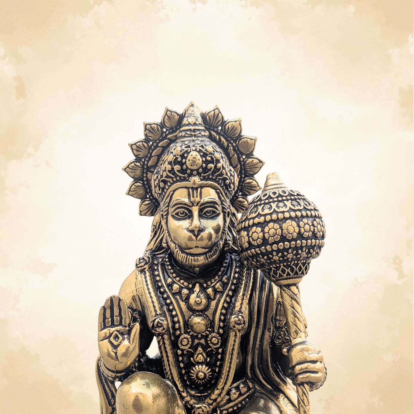 Brass Hanuman Ji with Sotha Idol Handcrafted Vastu Protector & Spiritual Home Decor