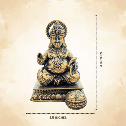 Pure Brass Lord Kuber Idol - The God of Wealth & Abundance || Super fine Brass - 4 Inch