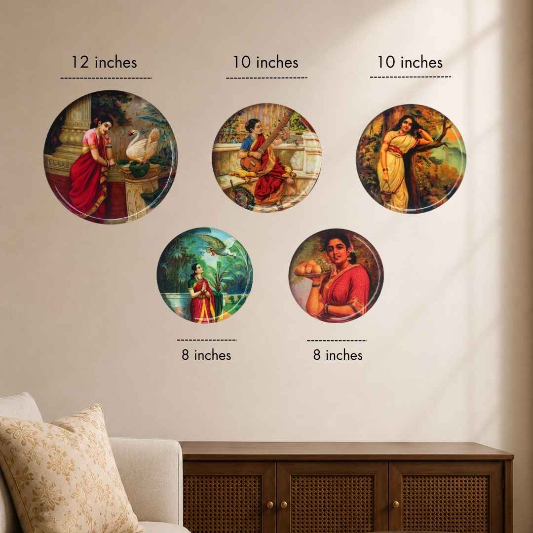 metal deor plates set inspired by raja ravi varma