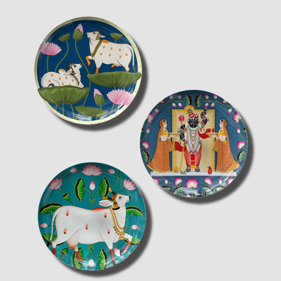 Vrindanvan Tales : Shreenathji & Pichwai Cow (Set of 3) by The Atrang