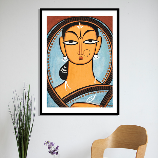 Woman in Blue Wall Art Painting Print by Jamini Roy for Home Decor