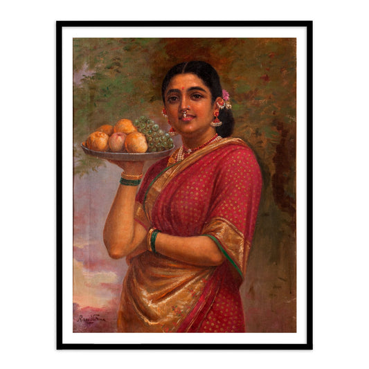 Madri or the Maharashtrian Lady with Fruit by Raja Ravi Varma Wall Art