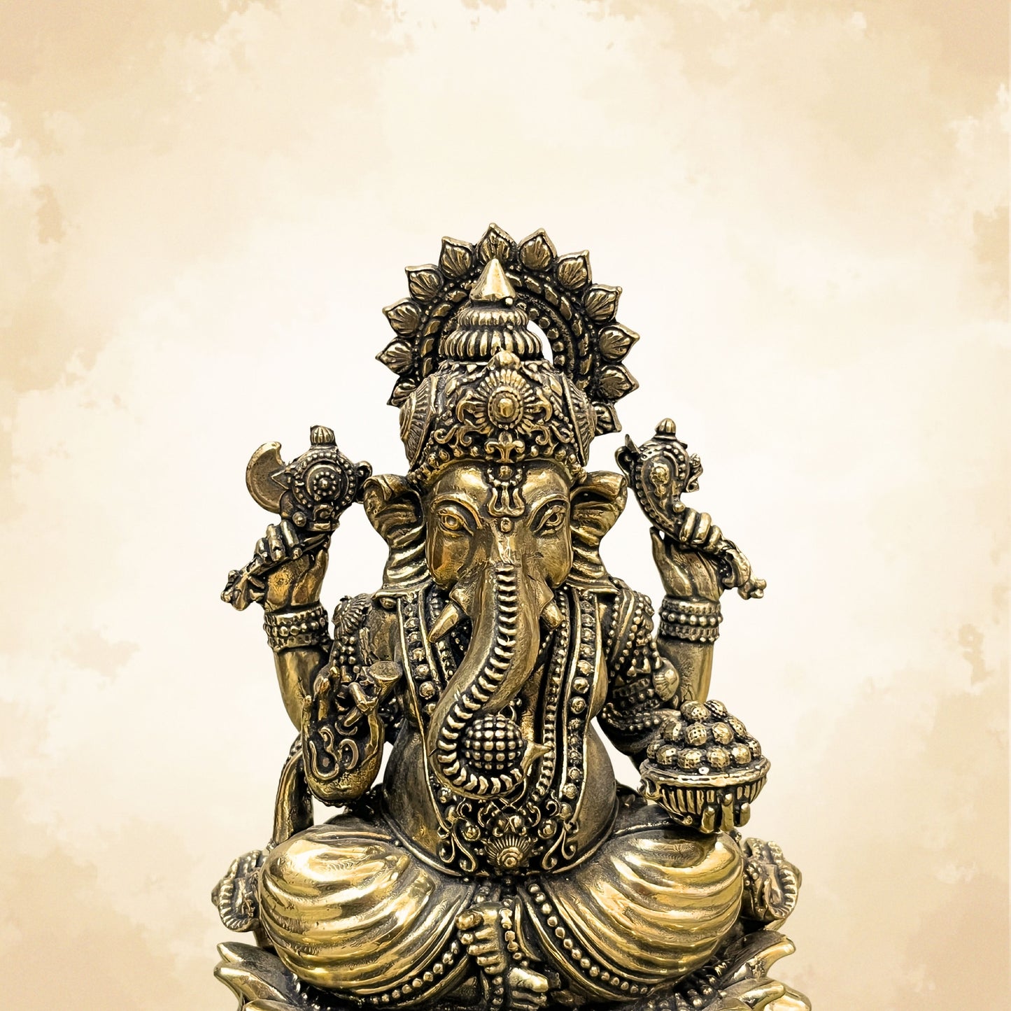 Pure Brass Ganesh Ji on Lotus | Vastu Ganpati Idol for Home & Office