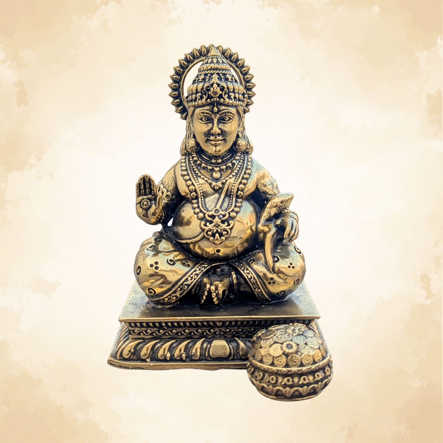 Pure Brass Lord Kuber Idol - The God of Wealth & Abundance || Super fine Brass - 4 Inch