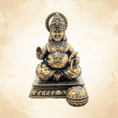 Pure Brass Lord Kuber Idol - The God of Wealth & Abundance || Super fine Brass - 4 Inch