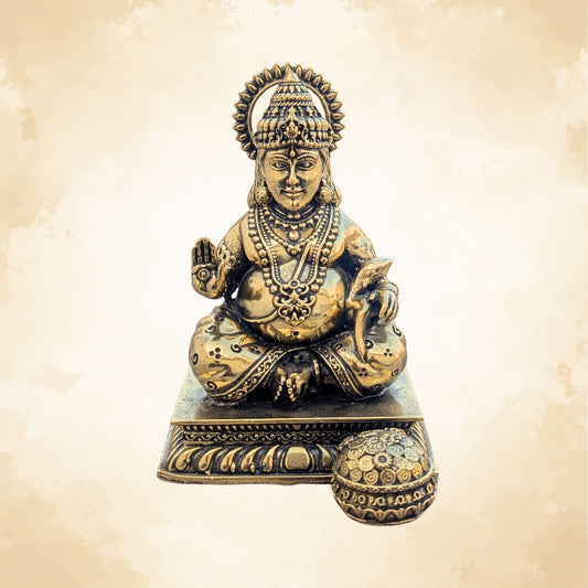 Pure Brass Lord Kuber Idol - The God of Wealth & Abundance || Super fine Brass - 4 Inch