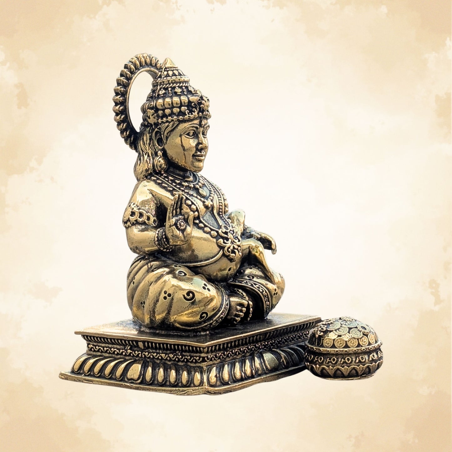 Pure Brass Lord Kuber Idol - The God of Wealth & Abundance || Super fine Brass - 4 Inch
