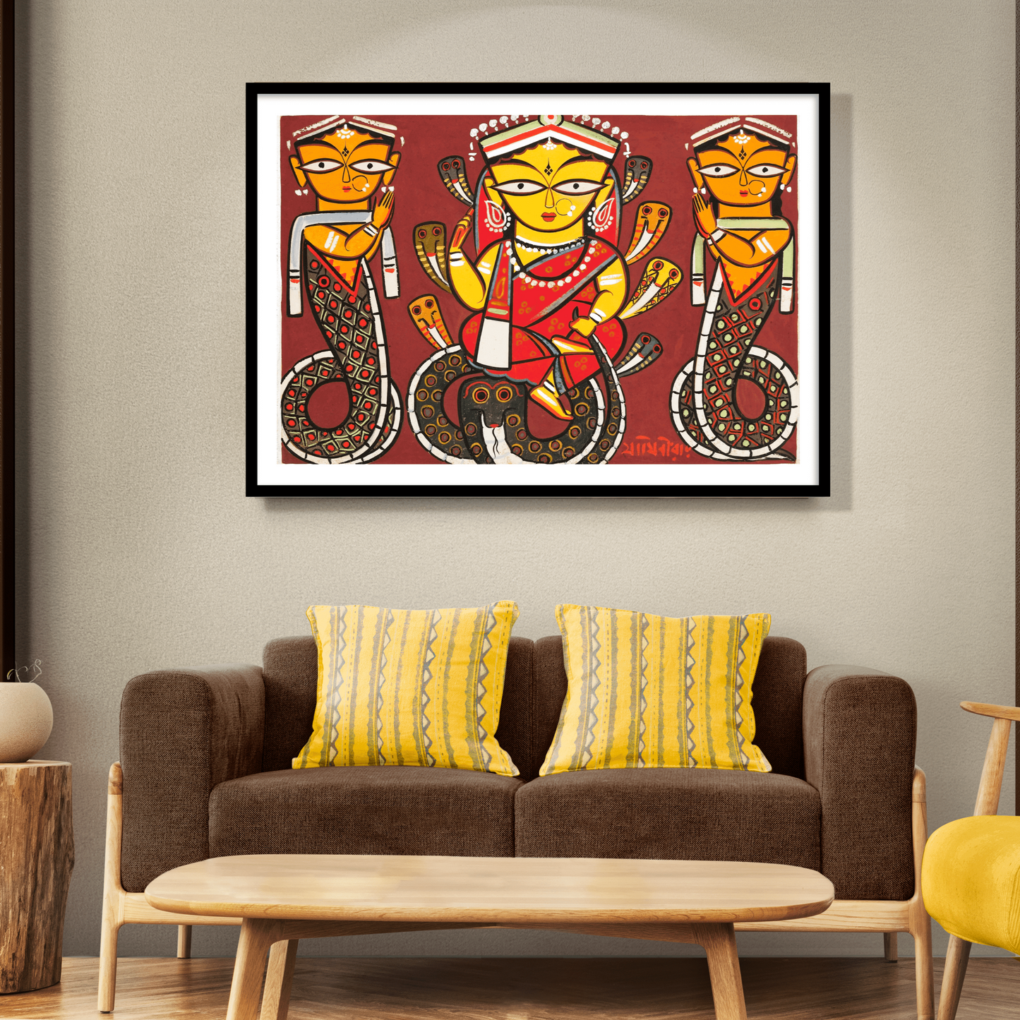 Maa Manasa – Goddess of Snakes Wall Art Painting Print by Jamini Roy for Home Decor