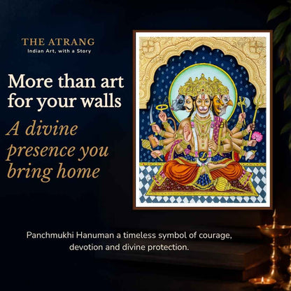 Panchmukhi Hanumanji Divine Seating Asana | Vastu-Friendly Art