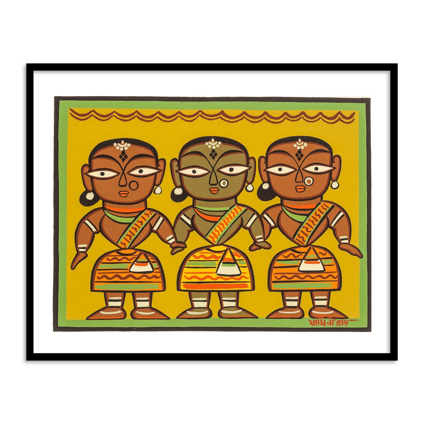 Female Dancers Wall Art Painting Print by Jamini Roy for Home Decor