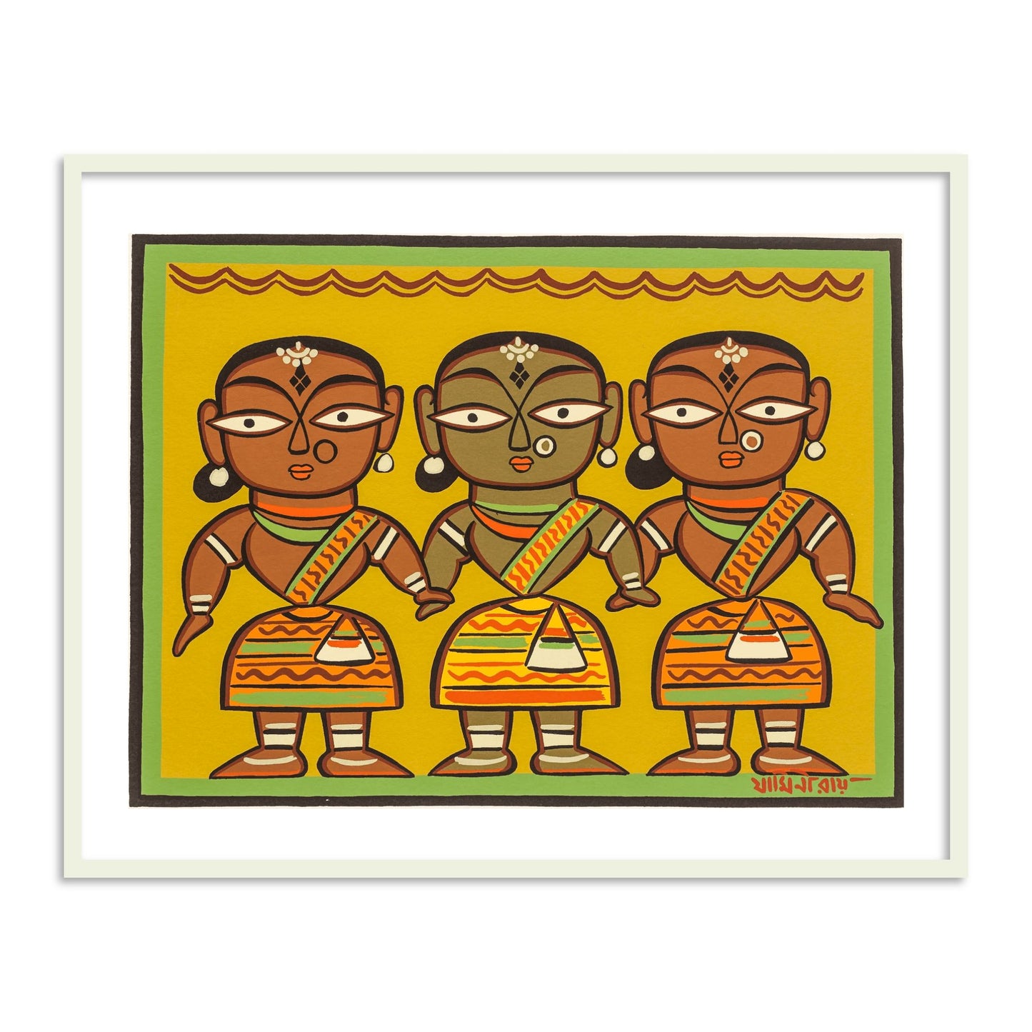 Female Dancers Wall Art Painting Print by Jamini Roy for Home Decor