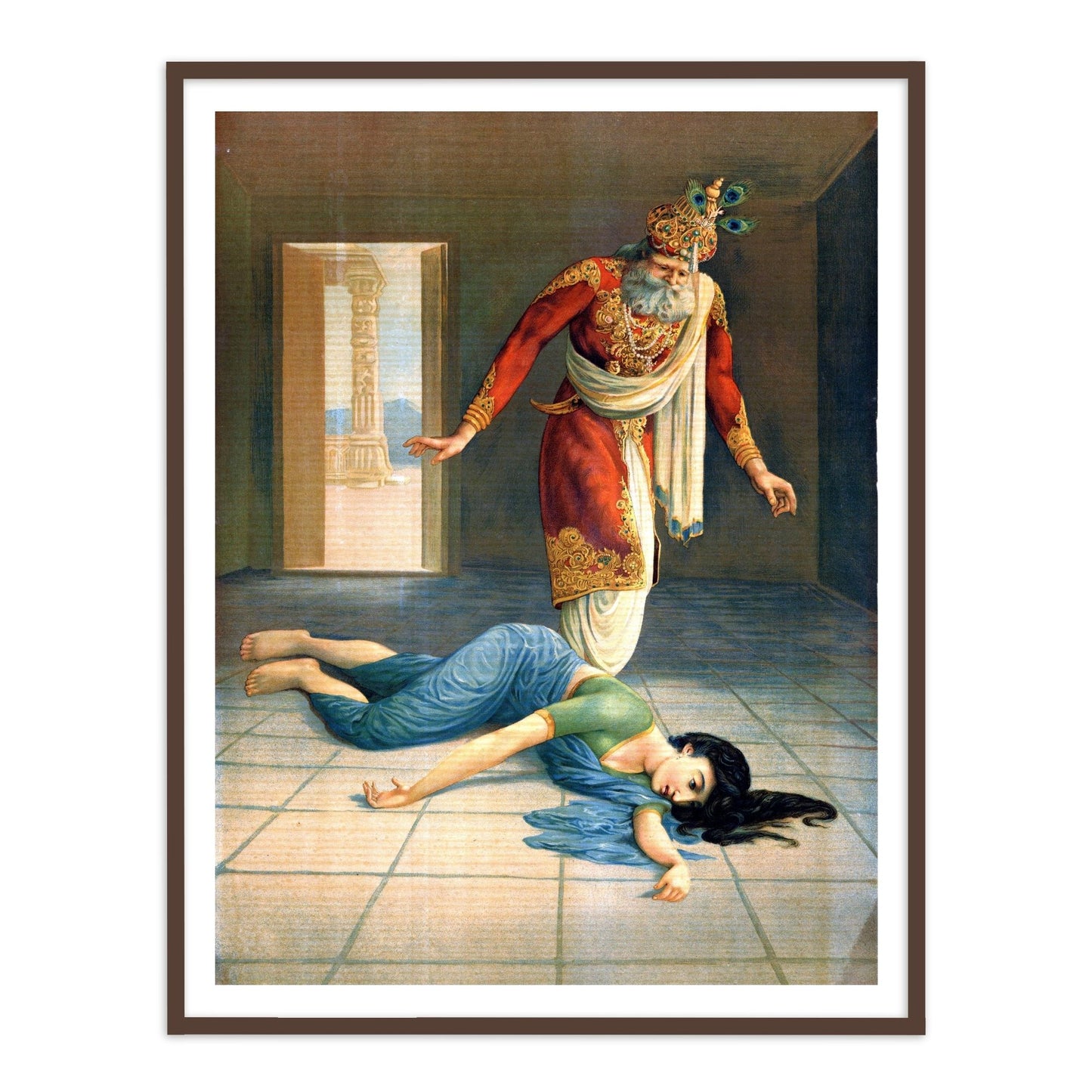 Kaikeyi demands that Dasharatha banish Rama from Ayodhya by Raja Ravi Varma Wall Art
