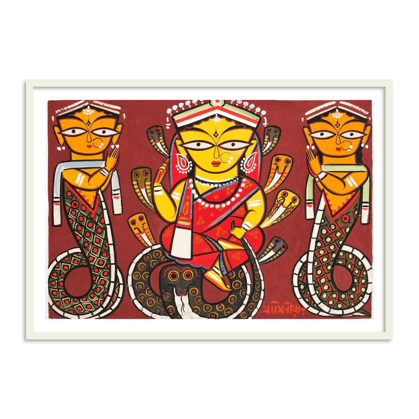 Maa Manasa – Goddess of Snakes Wall Art Painting Print by Jamini Roy for Home Decor