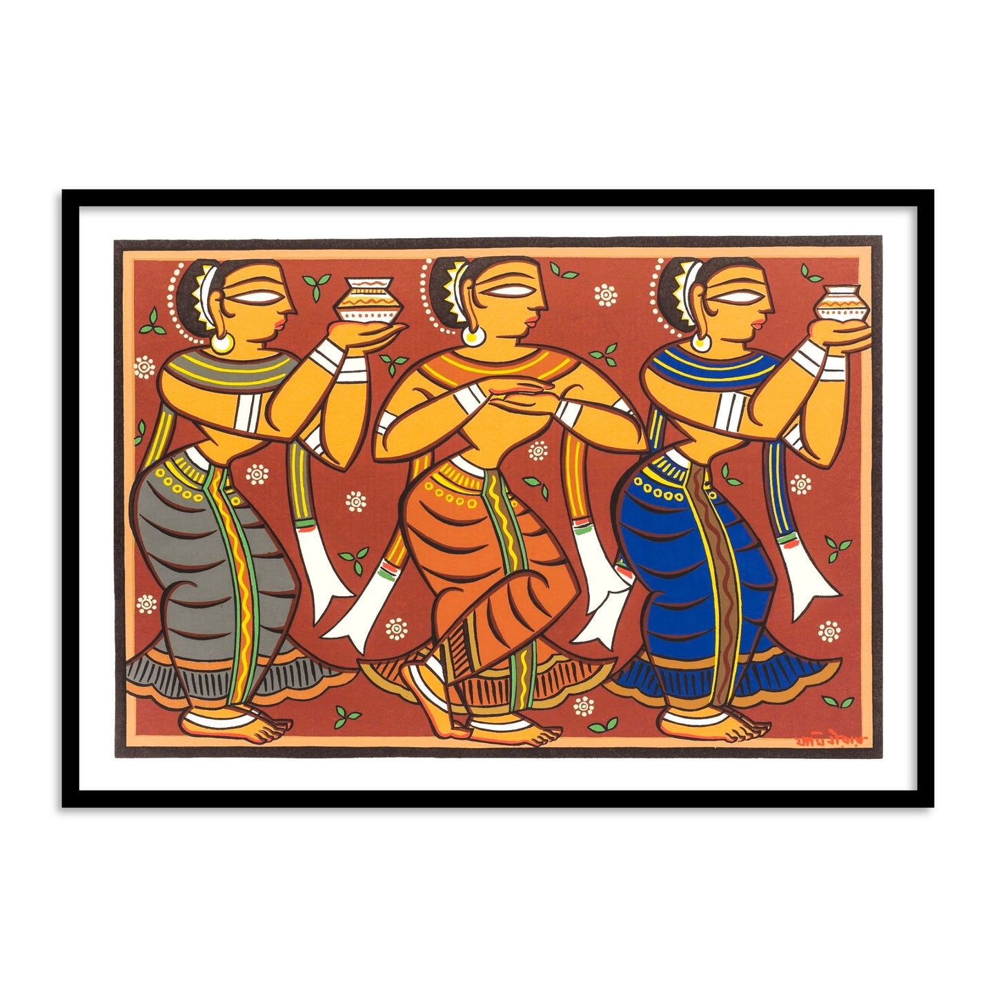 Untitled (Gopini) Wall Art Painting Print by Jamini Roy for Home Decor