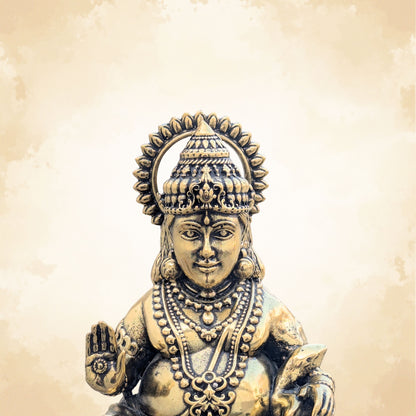 Pure Brass Lord Kuber Idol - The God of Wealth & Abundance || Super fine Brass - 4 Inch