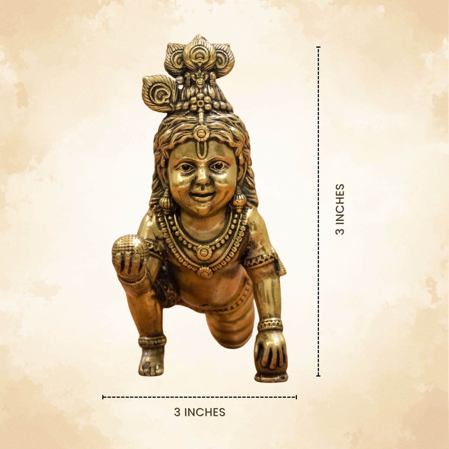 Handcrafted Brass Bal Gopal Idol | Lord Krishna Statue for Prosperity & Positivity -5 inch