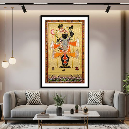 Vintage shreenathji pichwai wall art for home decor