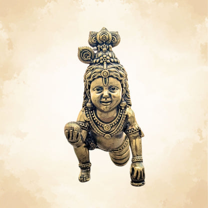 Pure Handcrafted Brass Bal Gopal Idol | Lord Krishna Statue for Prosperity & Positivity -5 inch