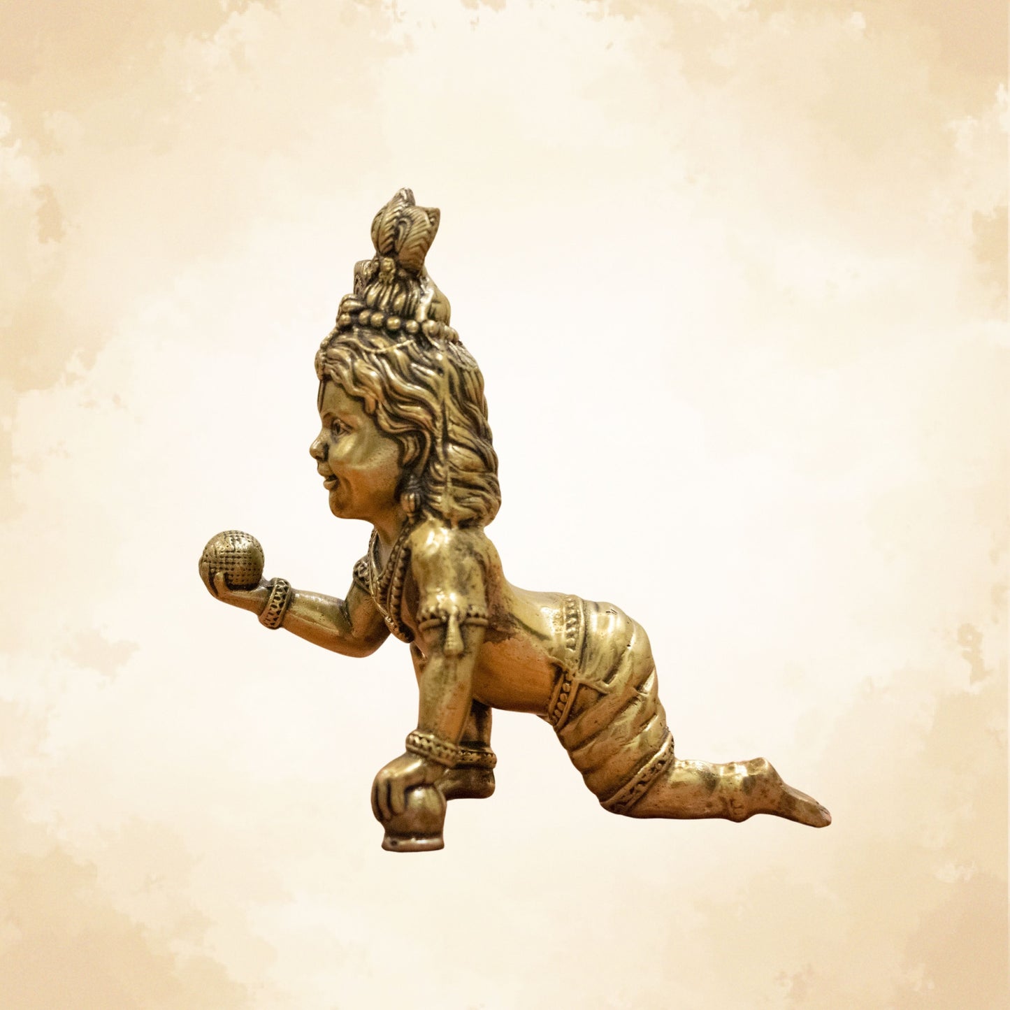 Handcrafted Brass Bal Gopal Idol | Lord Krishna Statue for Prosperity & Positivity -5 inch