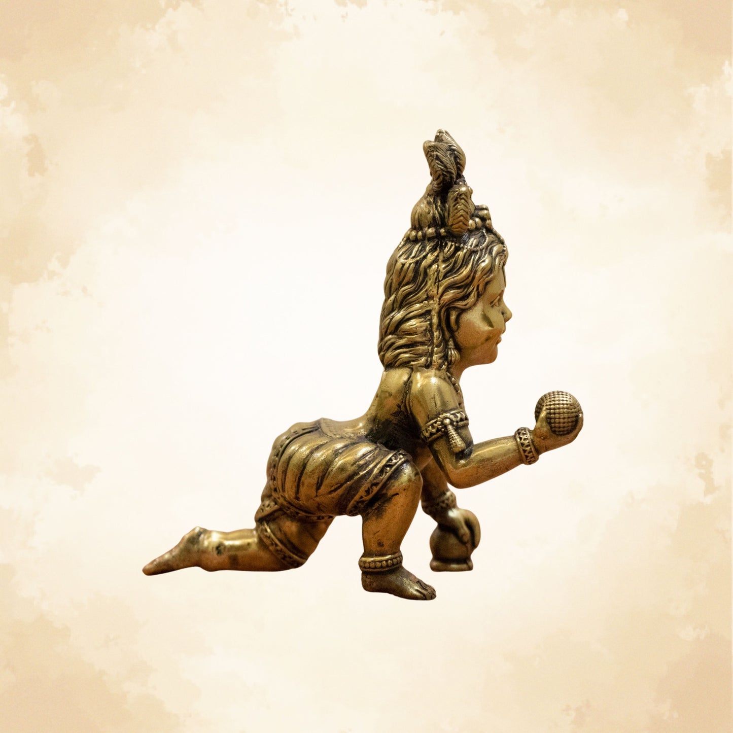 Handcrafted Brass Bal Gopal Idol | Lord Krishna Statue for Prosperity & Positivity -5 inch