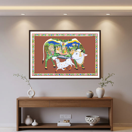 Kamdhenu Cow Sacred Pichwai Art for Prosperity & Divinity