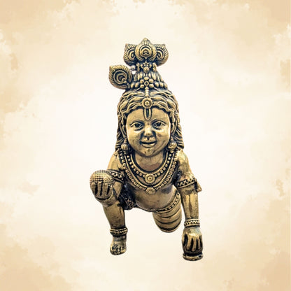 Pure Handcrafted Brass Bal Gopal Idol | Lord Krishna Statue for Prosperity & Positivity -5 inch