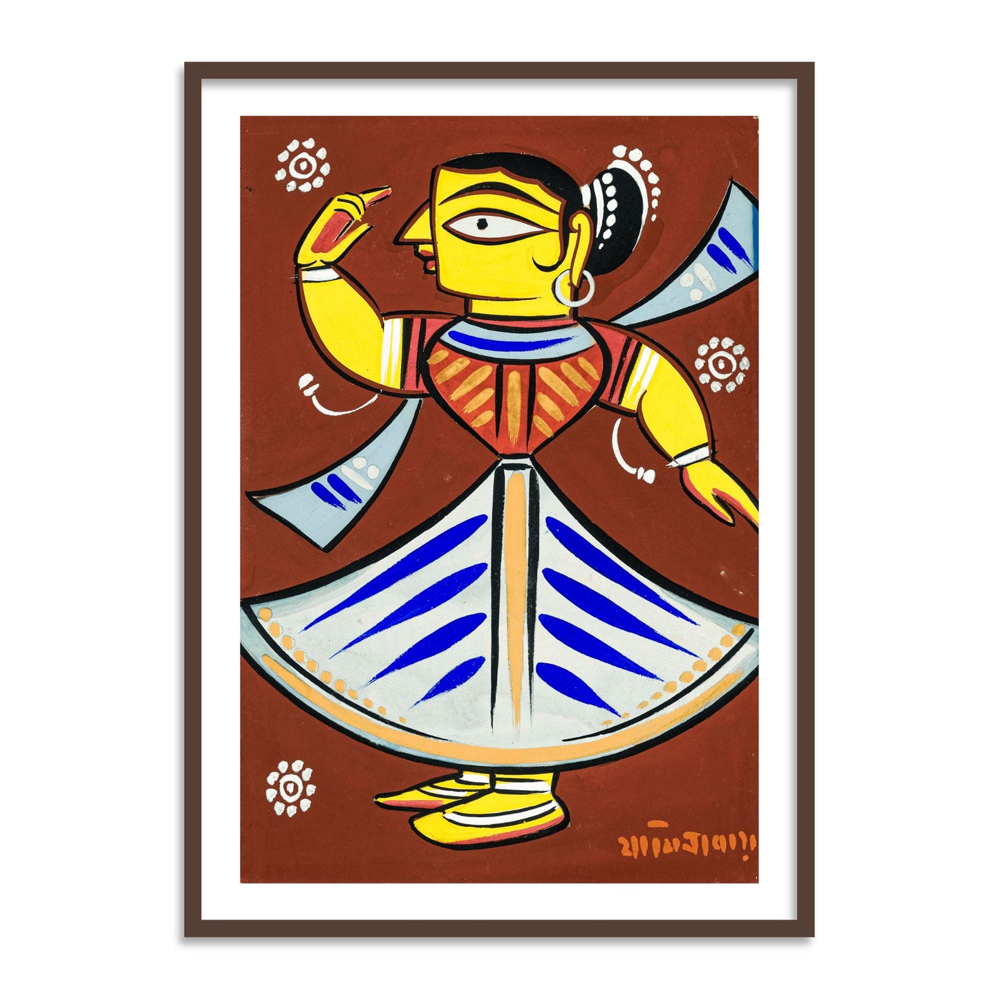 Untitled (Dancing Girl) Wall Art Painting Print by Jamini Roy for Home Decor