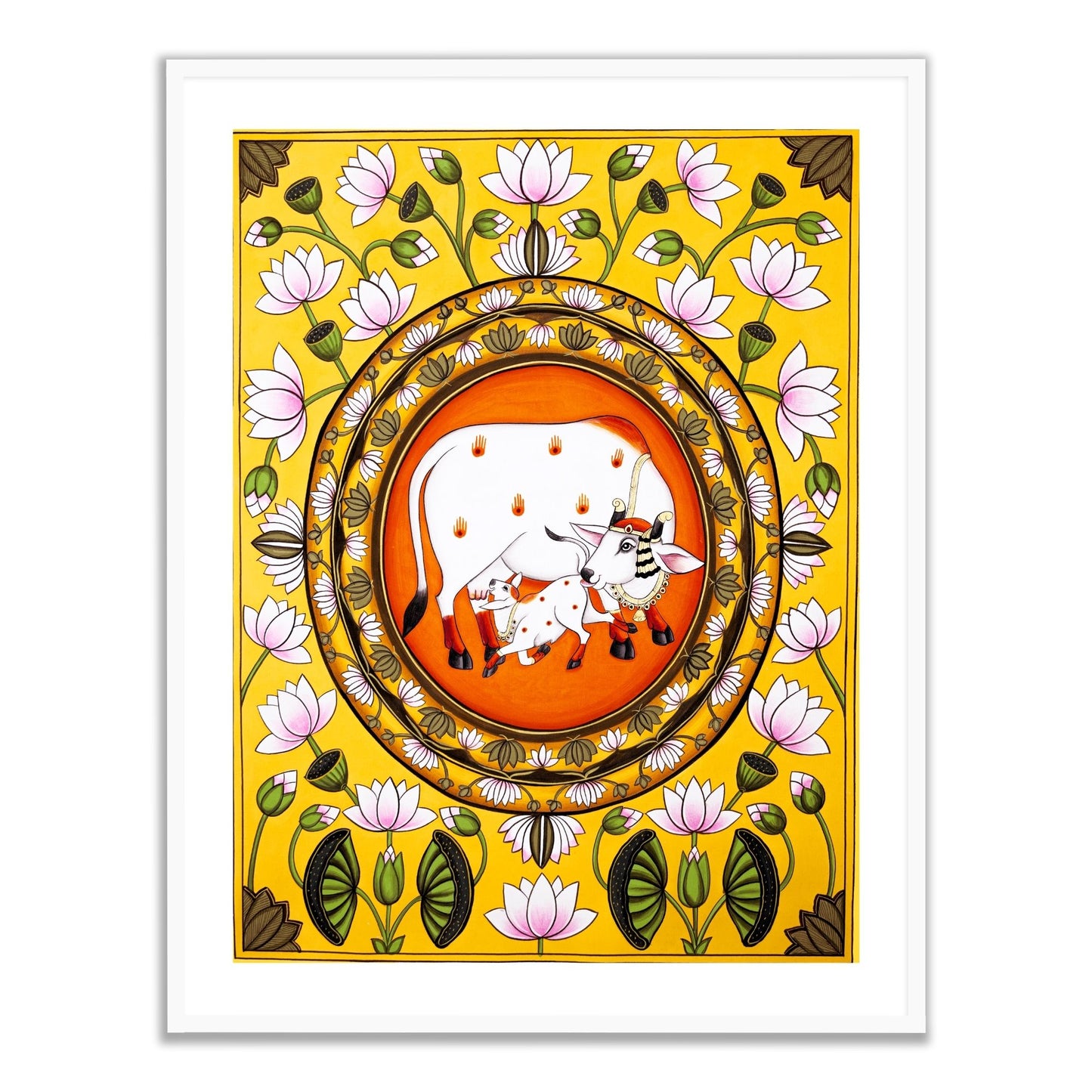 Lotus Pichwai Cow Painting | Indian Art for Home decor Wall Painting