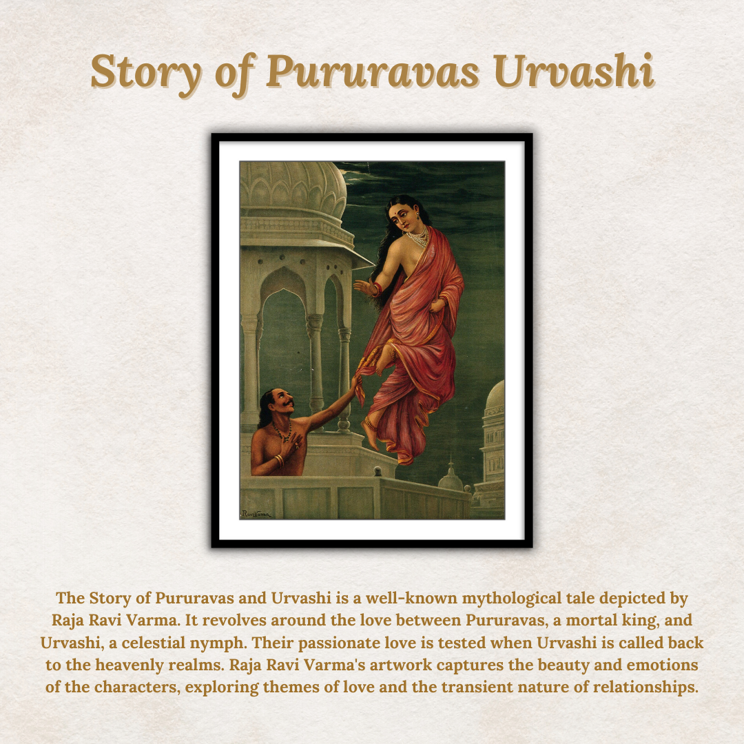 Story of Pururavas Urvashi by Raja Ravi Varma Wall Art for Decor