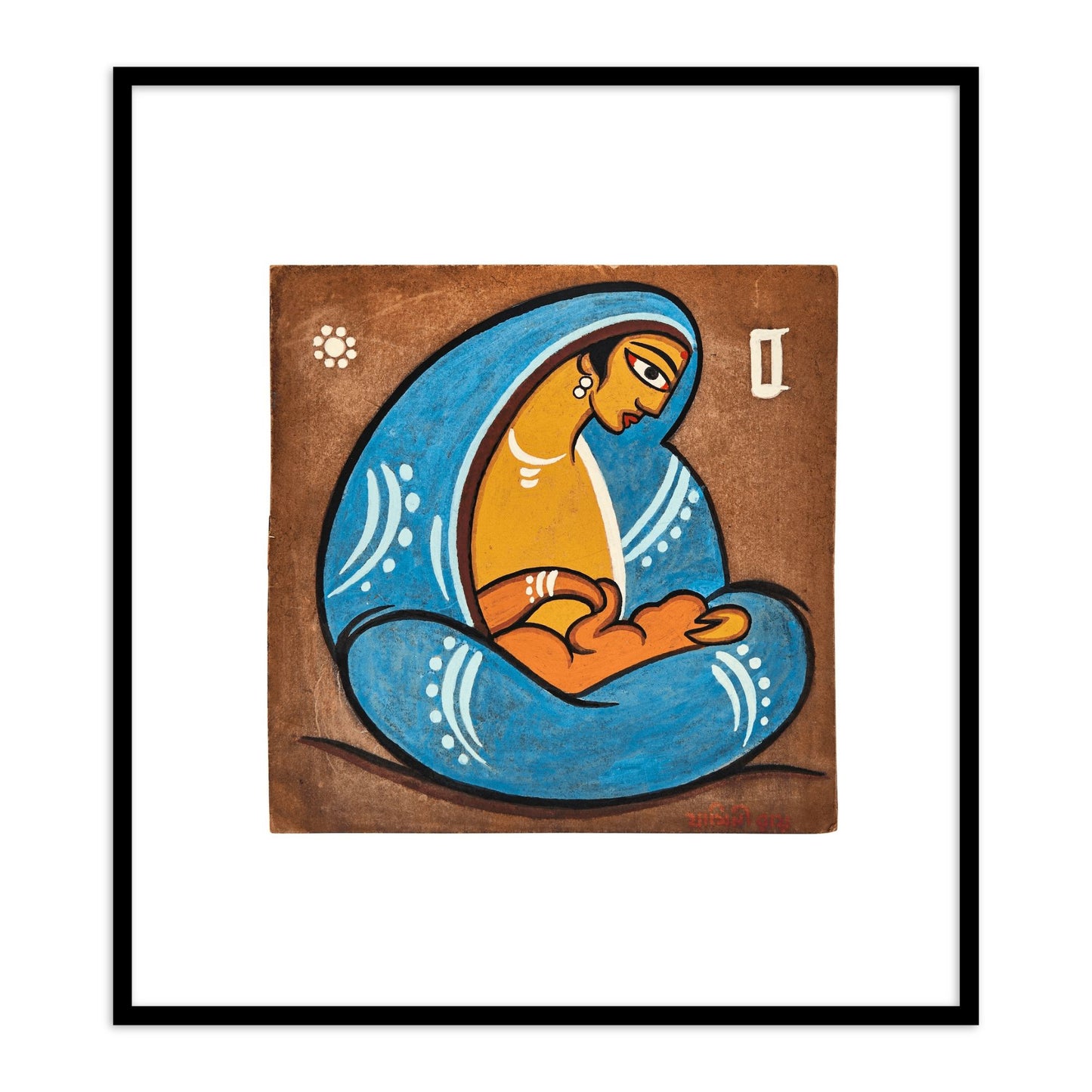 Mother and Child Wall Art Painting Print by Jamini Roy for Home Decor