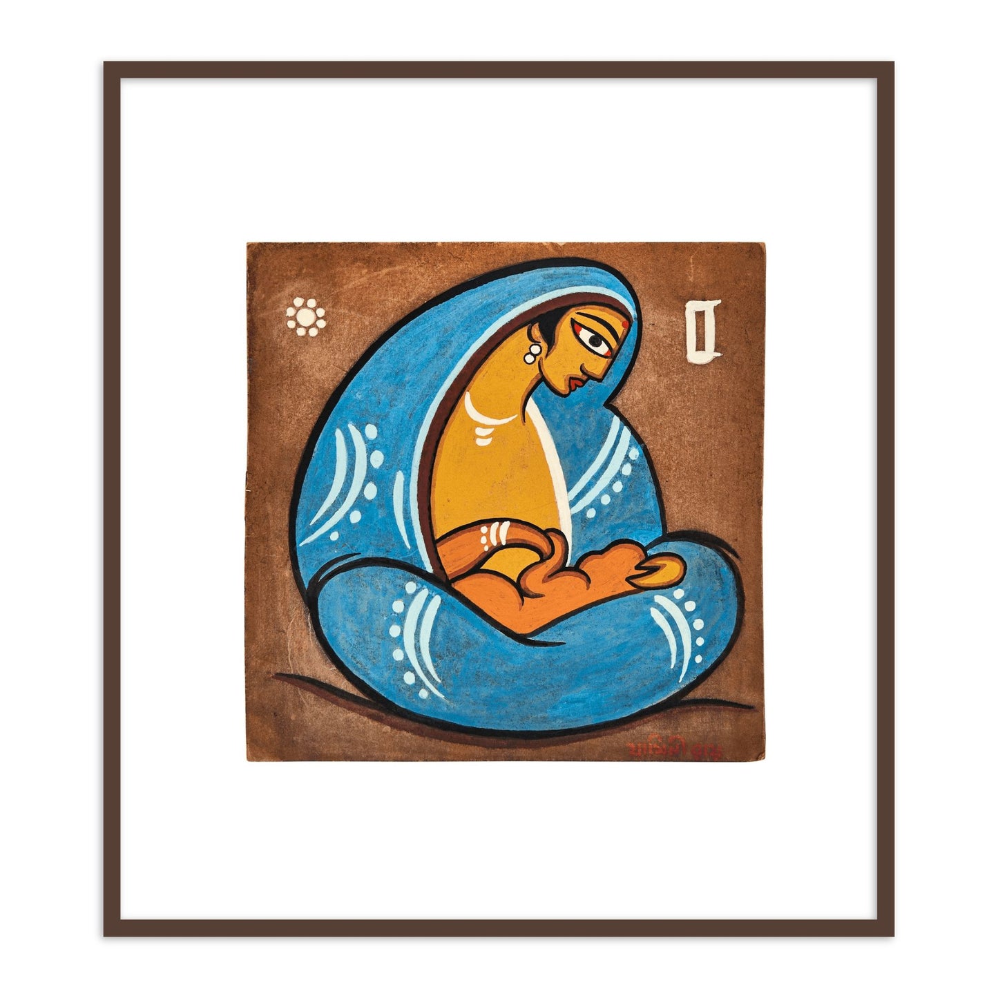 Mother and Child Wall Art Painting Print by Jamini Roy for Home Decor