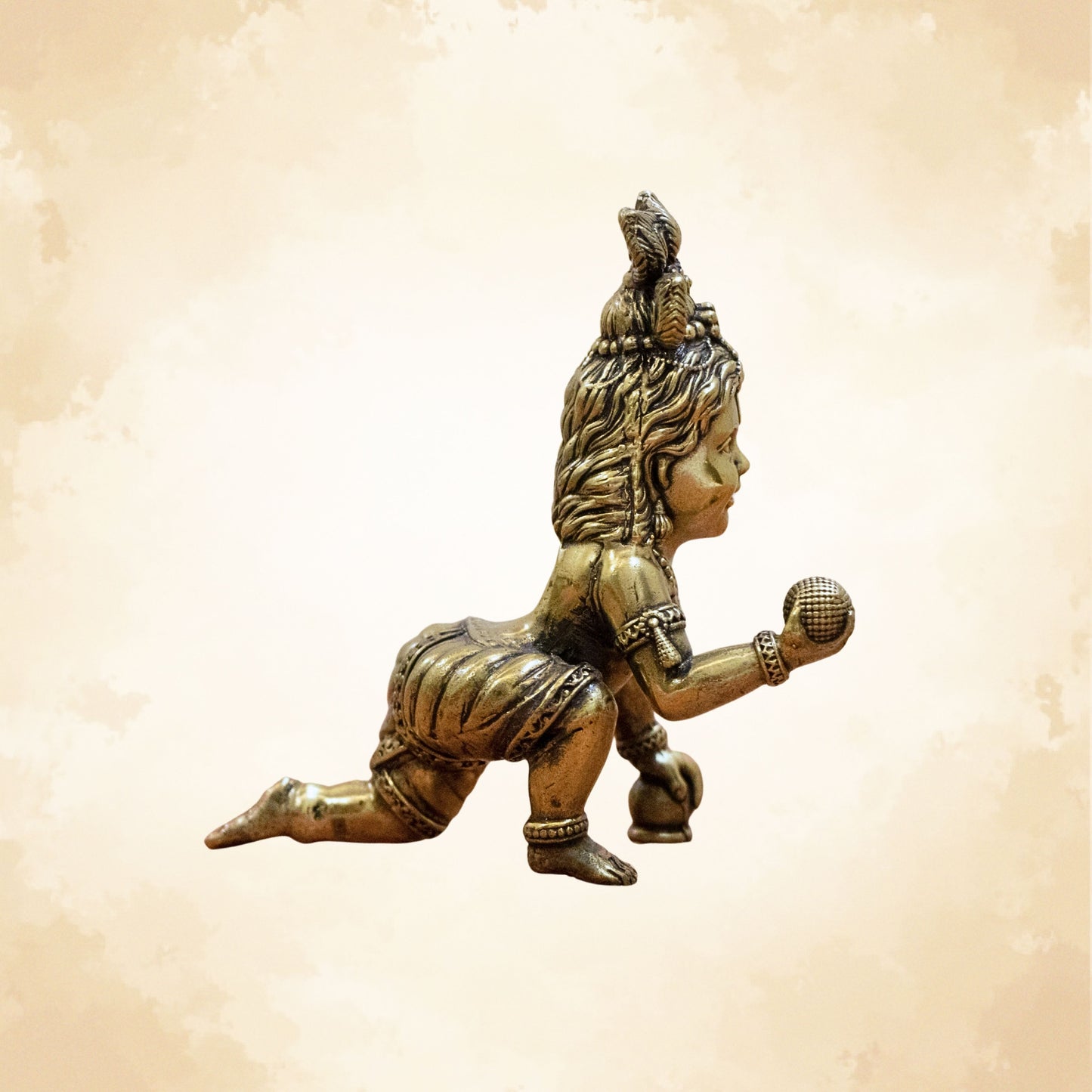 Pure Handcrafted Brass Bal Gopal Idol | Lord Krishna Statue for Prosperity & Positivity -5 inch