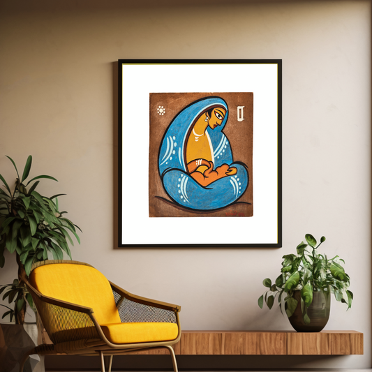 Mother and Child Wall Art Painting Print by Jamini Roy for Home Decor
