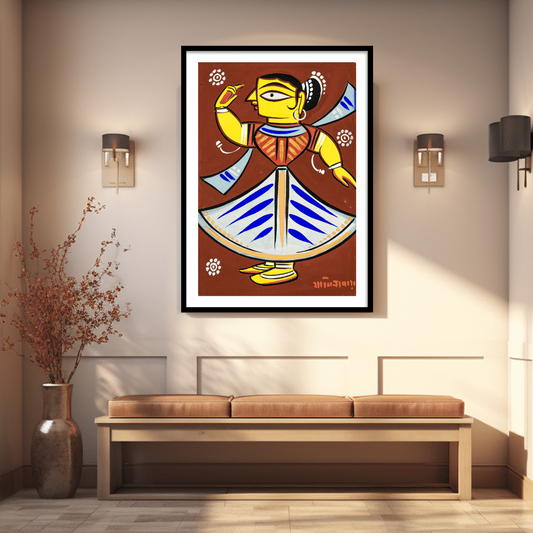 Untitled (Dancing Girl) Wall Art Painting Print by Jamini Roy for Home Decor
