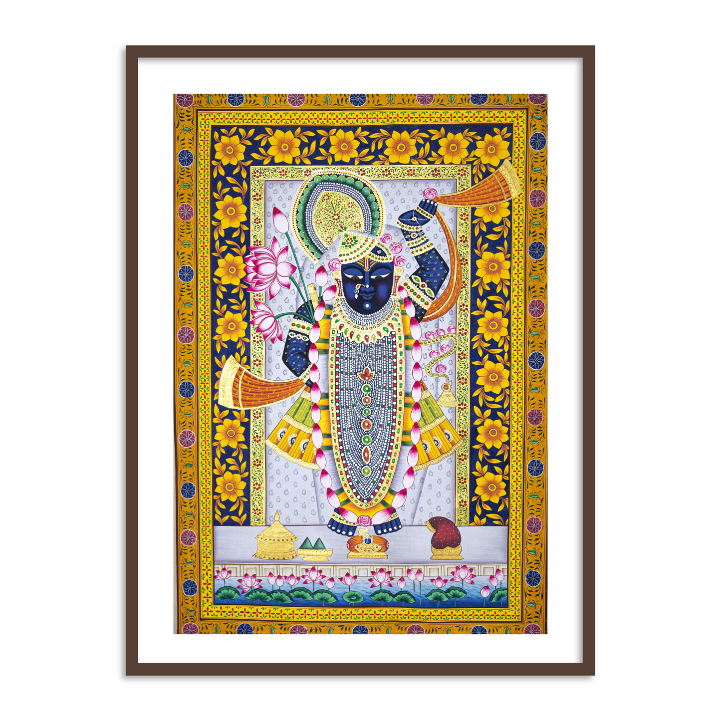 Shrinathji Shree krishna Pichwai Painting | Shreenathji Indian Art for Wall Decor