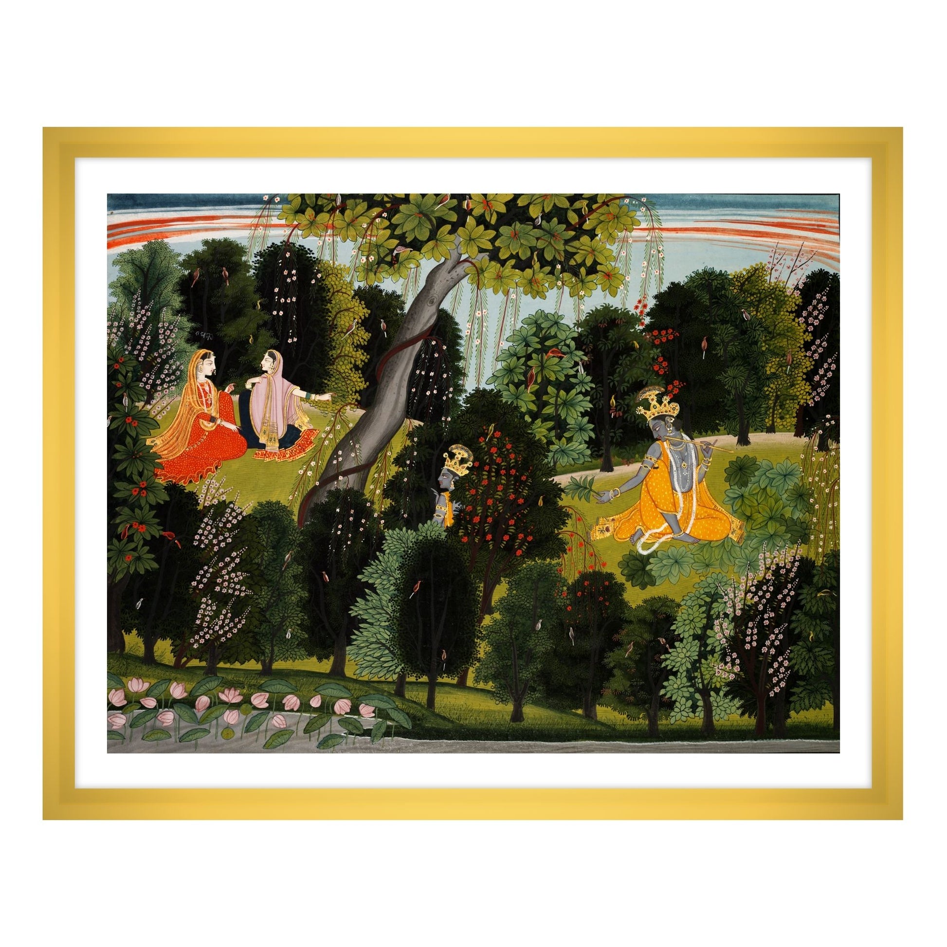 Radha and her Sakhi | Pichwai Traditional Folk Art for Wall Decor - The Atrang