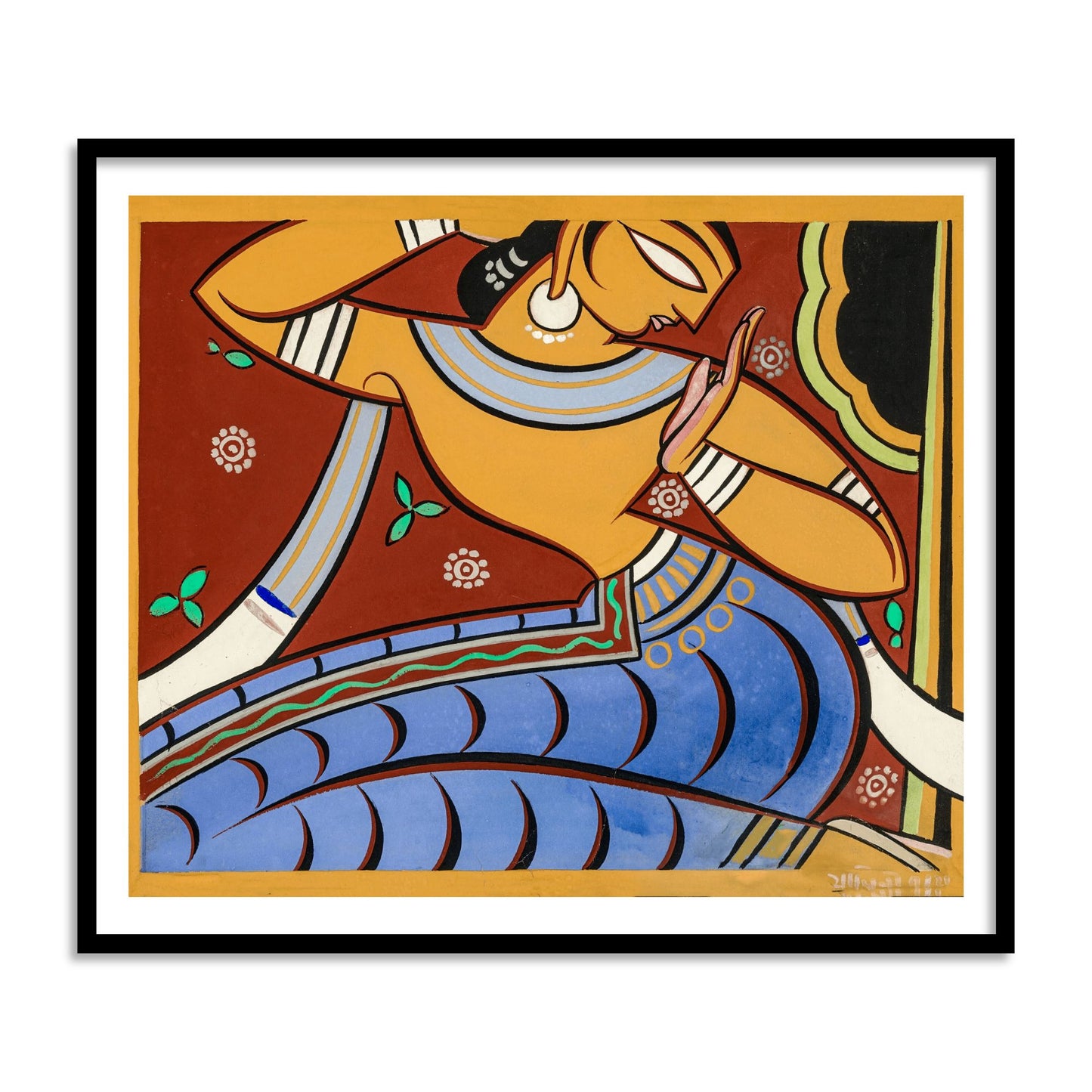 Gopini Wall Art Painting Print by Jamini Roy for Home Decor