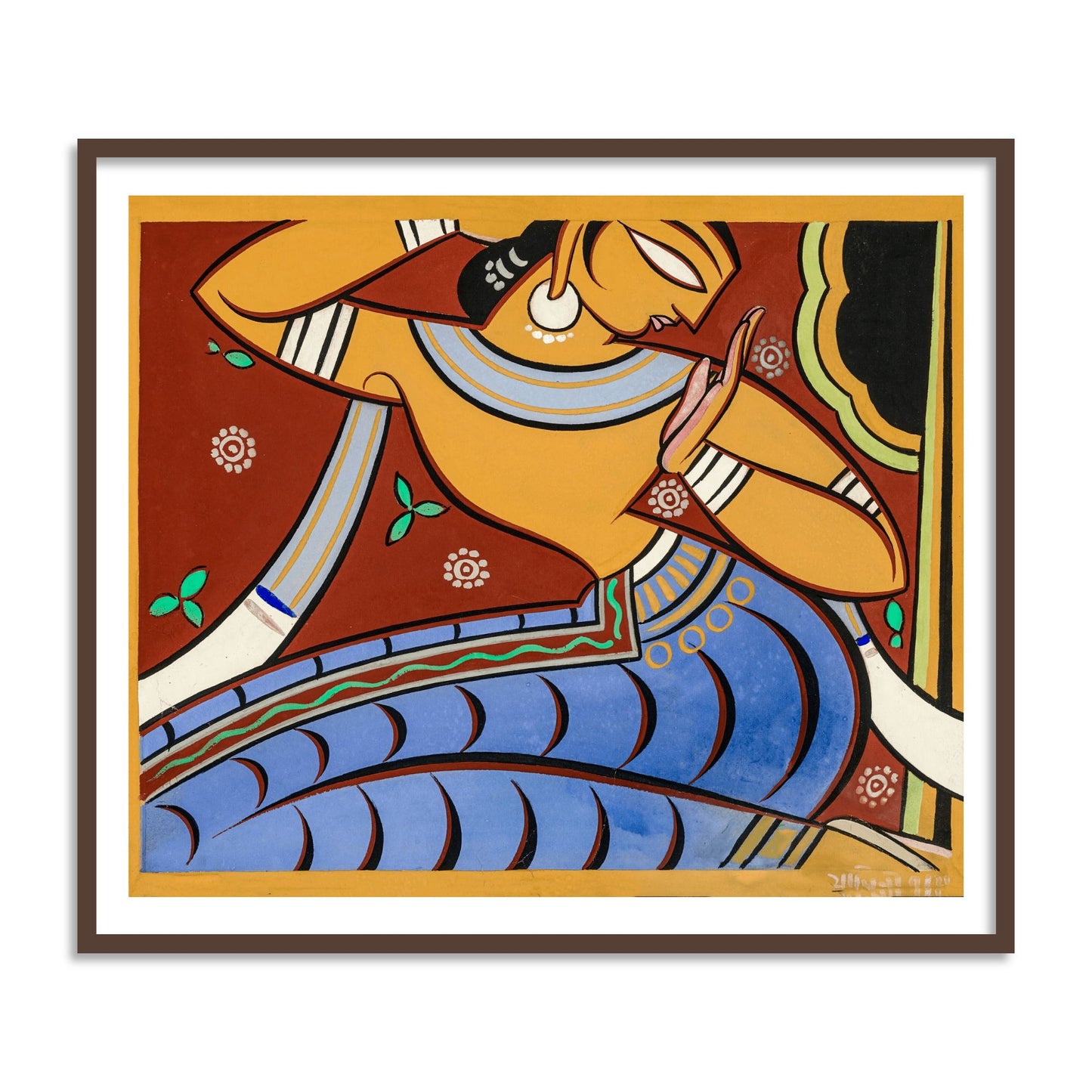 Gopini Wall Art Painting Print by Jamini Roy for Home Decor