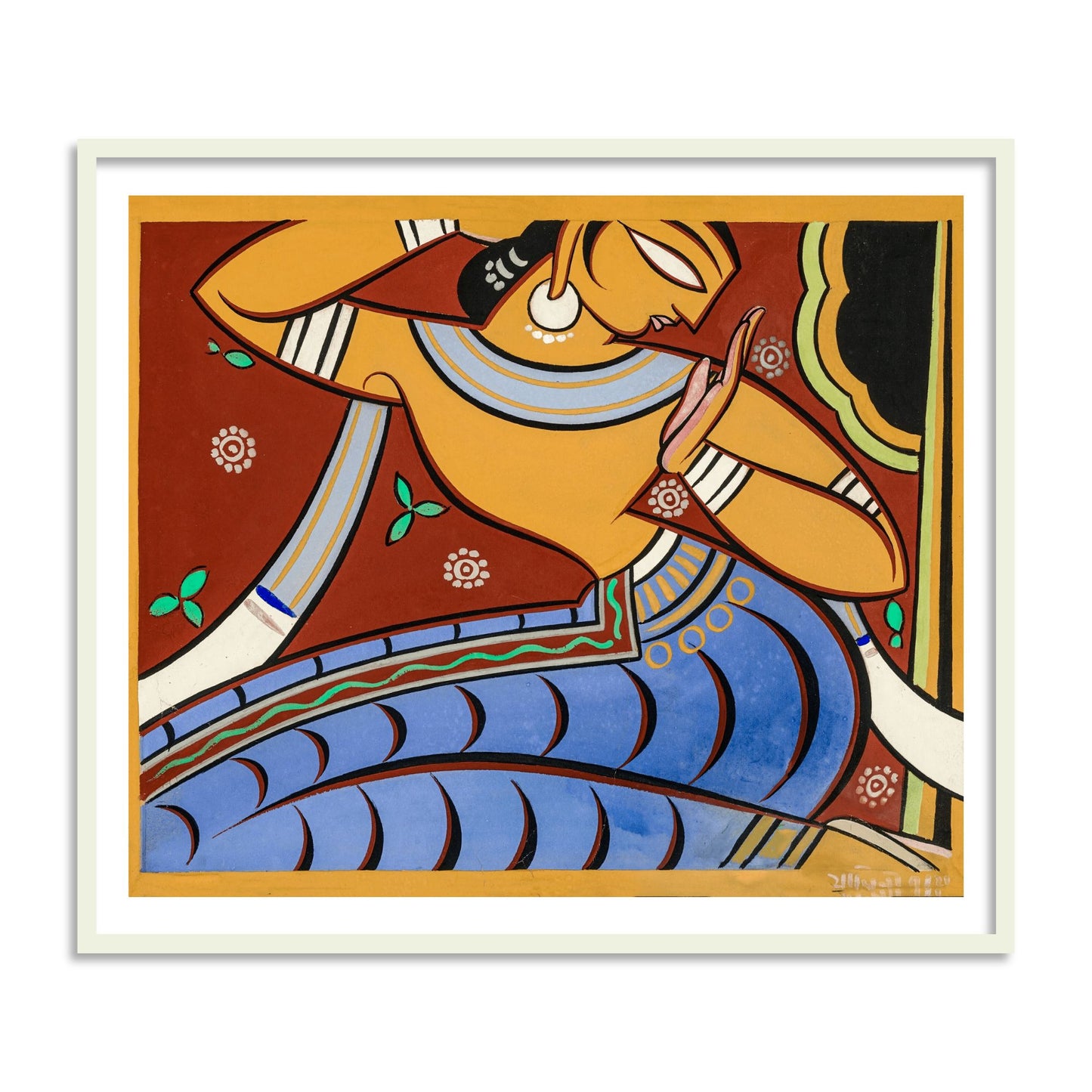 Gopini Wall Art Painting Print by Jamini Roy for Home Decor