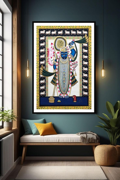 Sacred Beauty: Shreenathji Indian Art for Wall Decor by Atrang
