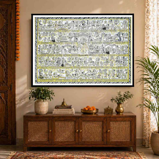 Hanuman Chalisa Framed Artwork for Home Decor | Indian Spiritual Wall Art