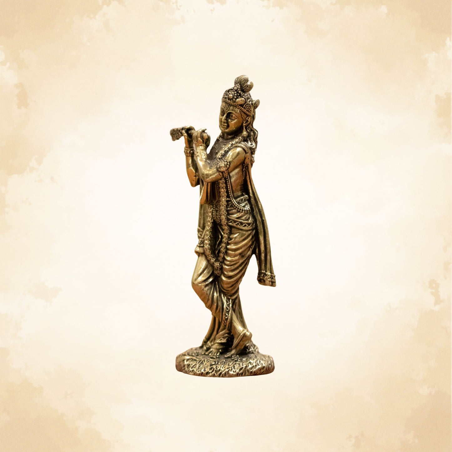 Pure Brass Elegant Lord Krishna Idol – Bring Home Divine Grace & Serenity - 8 Inches