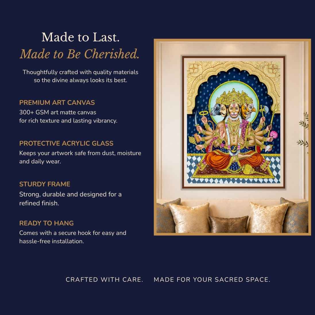 Panchmukhi Hanumanji Divine Seating Asana | Vastu-Friendly Art