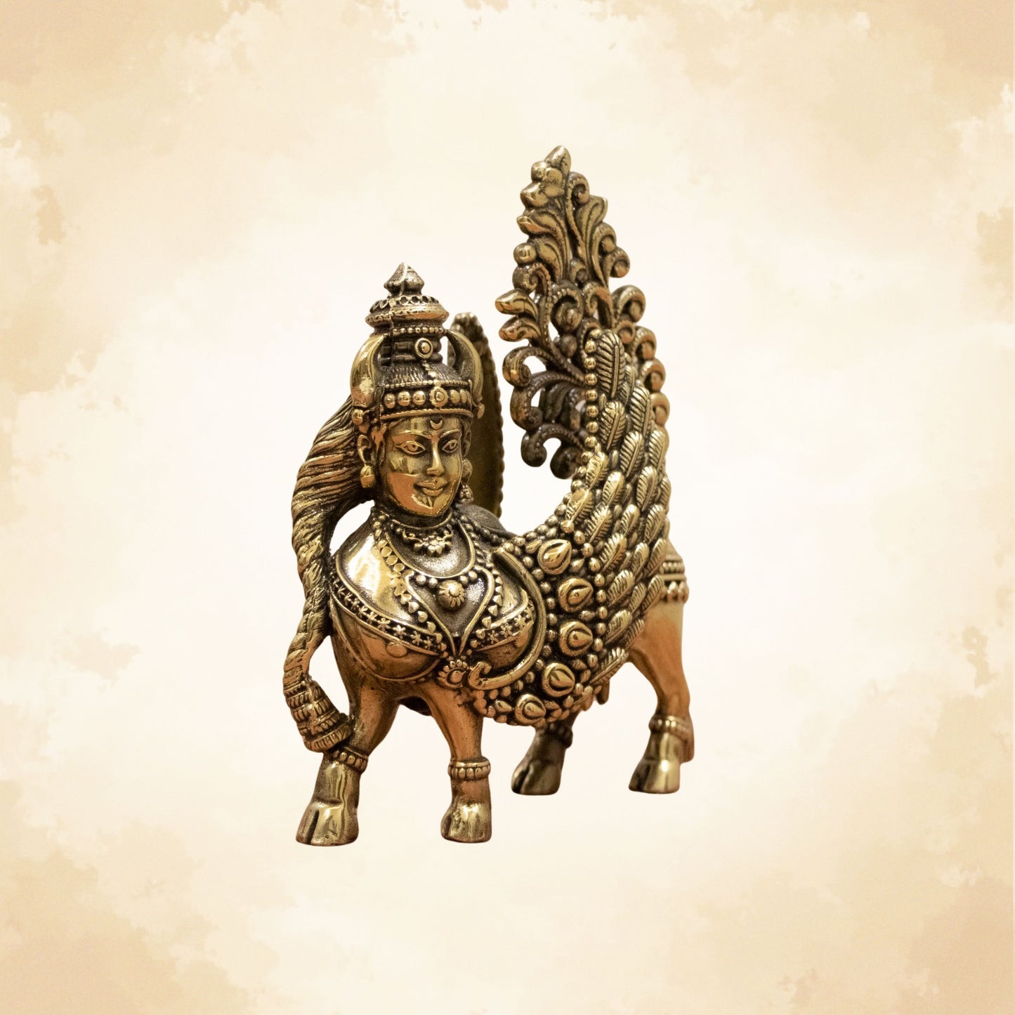 Kamdhenu Cow Brass Idol for Prosperity & Abundance | Vastu Decor - 5 Inches